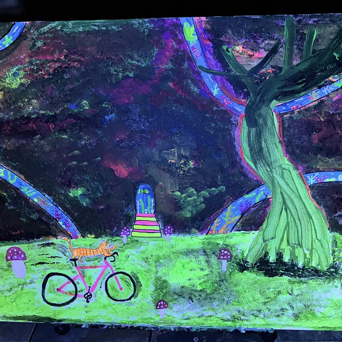 Pedals of the Universe - Blacklight Acrylic Painting