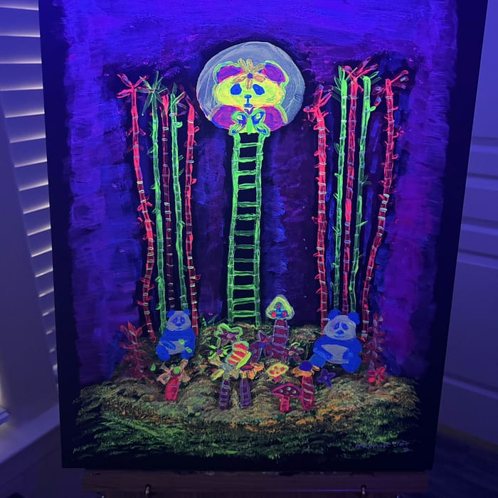 Panda Universe - UV Blacklight Original Acrylic Painting