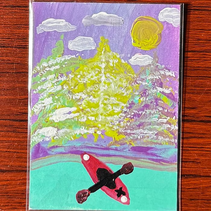 ACEO Original Kayak Among the Trees Acrylic